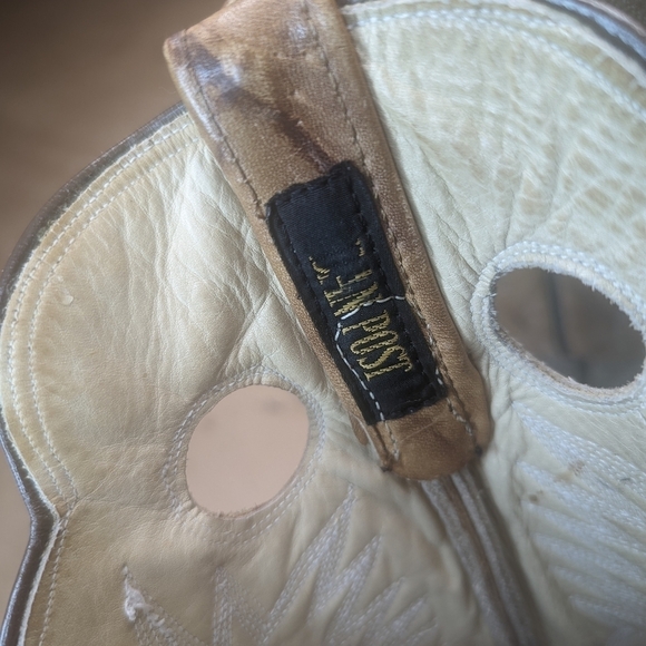 Dan Post boots men's size 9D brown Shrunken Bull Shoulder leather vamp and pulls - Picture 12 of 12